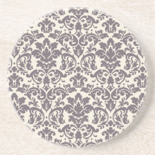 kompliziertes Taupe-Creme-Damast-Muster Sandstein Untersetzer