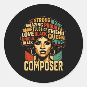 Komponist Black History Month Mächtiger Schwarzer  Runder Aufkleber