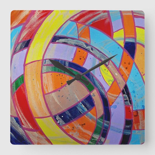 Komposition #15 von Michael Moffa Quadratische Wanduhr (Vorderseite)