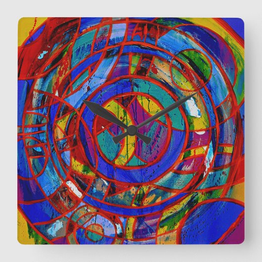 Komposition #17 von Michael Moffa Quadratische Wanduhr (Vorderseite)