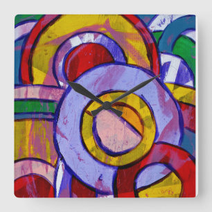 Komposition #19 von Michael Moffa Quadratische Wanduhr