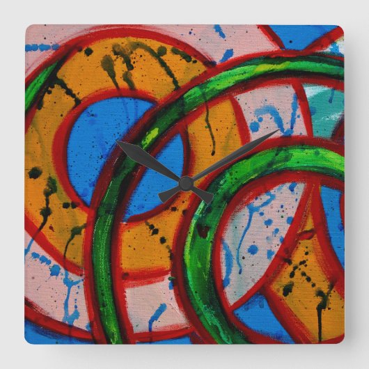 Komposition #20A von Michael Moffa Quadratische Wanduhr (Vorderseite)