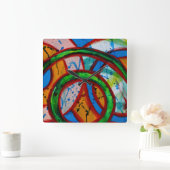 Komposition #20B von Michael Moffa Quadratische Wanduhr (Zuhause)