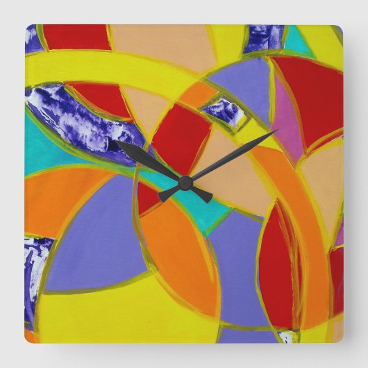 Komposition #5 von Michael Moffa Quadratische Wanduhr (Vorderseite)