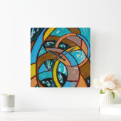 Komposition #8 von Michael Moffa Quadratische Wanduhr (Zuhause)