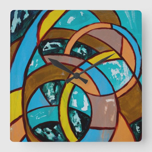 Komposition #8 von Michael Moffa Quadratische Wanduhr (Vorderseite)