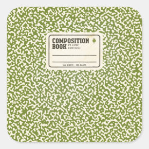 Komposition Book Olive Classic Edition Quadratischer Aufkleber