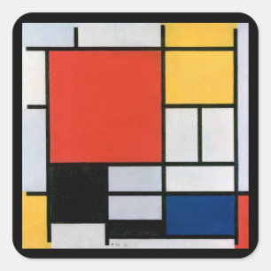 Komposition im Stil von Piet Mondrian aus der Vint Quadratischer Aufkleber