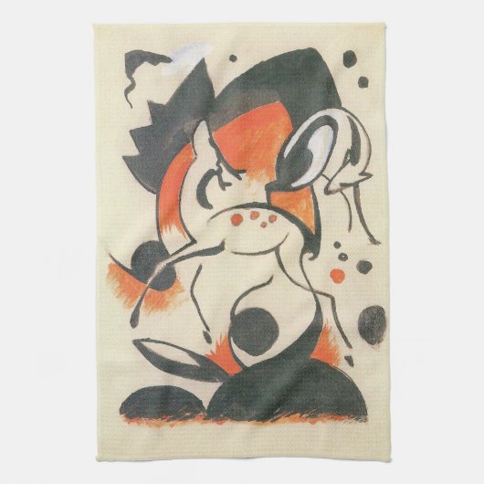 Komposition mit zwei Hirschen von Franz Marc Geschirrtuch (Vertikal)