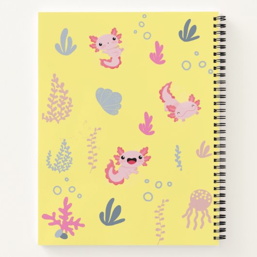 Komposition Notebook Niedlich Axolotl Aquatic Patt Notizblock (Rückseite)