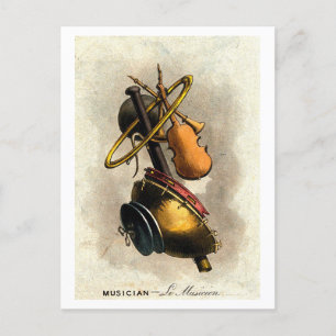 Kompositporträts von Berufen: Musiker Vintage Postkarte