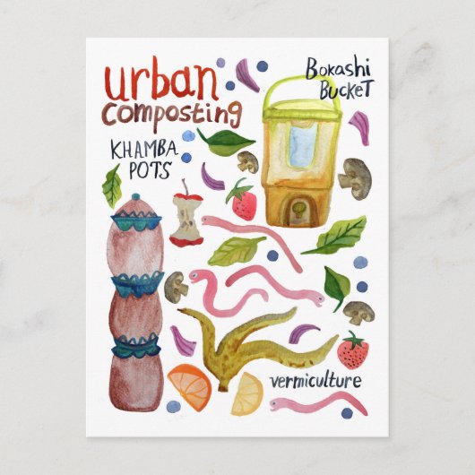 Kompostierung von Aquarellkunst Handschrift Öko Ge Postkarte (Vorderseite)