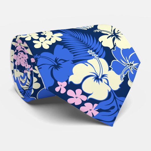 Kona Bay Hawaiian Hibiskus Aloha Shirt Print Krawatte (Gerollt)