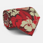 Kona Bay Hawaiian Hibiskus zweiseitig bedruckt Krawatte (Gerollt)