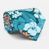 Kona Bay Hawaiian Hibiskus zweiseitig bedruckt Krawatte (Gerollt)