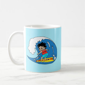 Kona Boy Surfs Big Wave Mug – Hawaiian Surfer Art Kaffeetasse