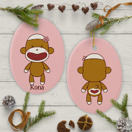 Kona, der Sockaffe, Weihnachtsbaum Keramik Ornament