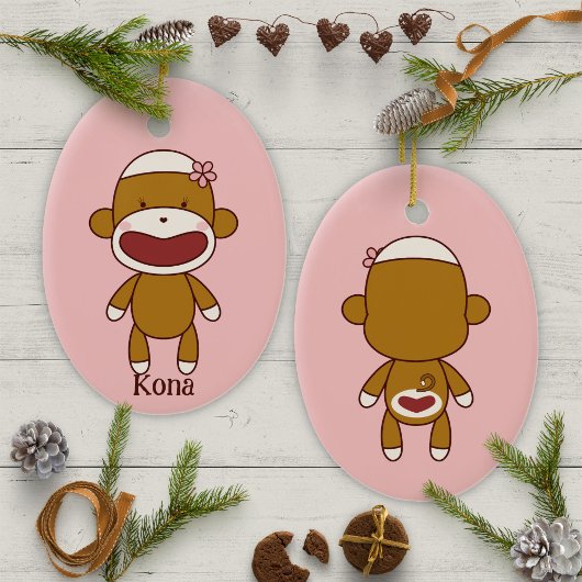 Kona, der Sockaffe, Weihnachtsbaum Keramik Ornament