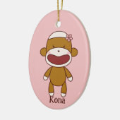 Kona, der Sockaffe, Weihnachtsbaum Keramik Ornament (Links)