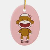 Kona, der Sockaffe, Weihnachtsbaum Keramik Ornament (Vorne)