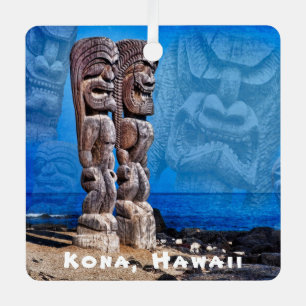 Kona, Hawaii, 2-seitiger quadratischer Keramik-Sch Ornament Aus Metall