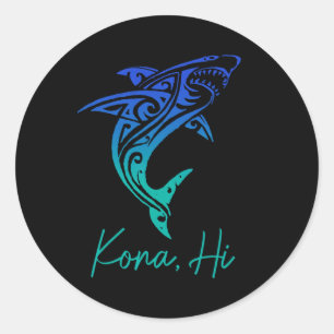Kona Hawaii Hai-Tauchen Angeln Surfen Surfer Ha Runder Aufkleber
