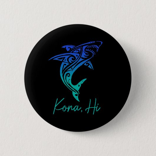 Kona Hawaii Haifisch-Tauchen Angeln Surfen Surfer Button (Vorderseite)