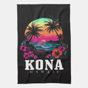 Kona Hawaii hawaiianische Hibiskusblumen Surfer Geschirrtuch