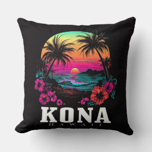 Kona Hawaii hawaiianische Hibiskusblumen Surfer Kissen