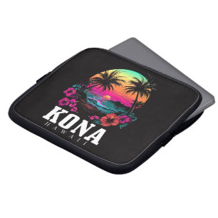 Kona Hawaii hawaiianische Hibiskusblumen Surfer Laptopschutzhülle