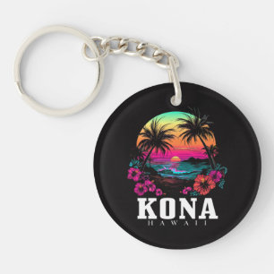 Kona Hawaii Hawaiianische Hibiskusblumen Surfer  Schlüsselanhänger