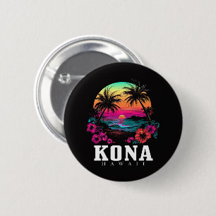 Kona Hawaii hawaiianische Hibiskusblüten Surfer Button