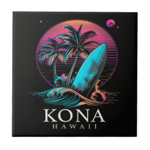 Kona Hawaii Hawaiianisches Surfbrett Vintage  Fliese
