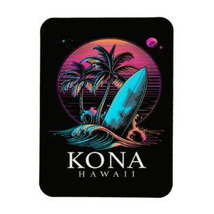 Kona Hawaii Hawaiianisches Surfbrett Vintage Magnet