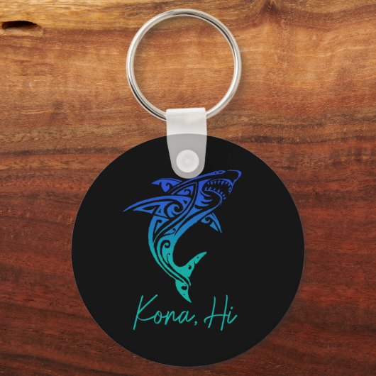 Kona Hawaii Shark Diving Fishing Surfing Surfer Ha Schlüsselanhänger (Vorderseite)