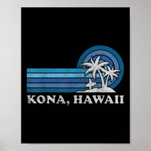 Kona Hawaii Strand Vintage Familien Sommerurlaub  Poster