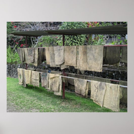 KONA KAFFEE BAGS TROCKNER AUF RACK - HAWAII POSTER (Vorne)
