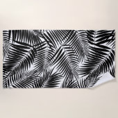 Kona Palms Hawaiian Leaf Tropical - Schwarz Strandtuch (Vorderseite)