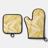 Kona Palms Hawaiian Tropical Leaf Sulfur Gold Ofenhandschuh & Topflappen-Set (Vorderseite)