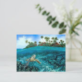 Kona Village Turtle Postkarte (Stehend Vorderseite)