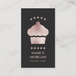 Konditor Bäckerei Cupcake Rose Gold Glitter Visitenkarte
