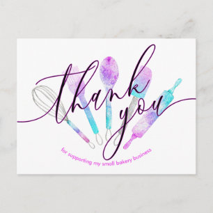 Konditor Backutensilien holografisches Danke Postkarte