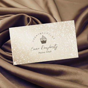 Konditor Gold Glitter Minimalist Cupcake-Logo Visitenkarte