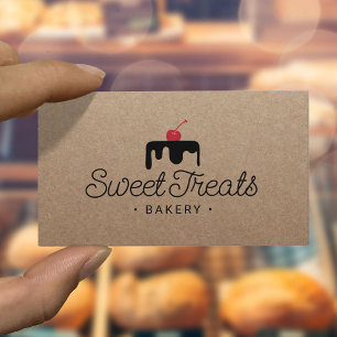 Konditor Süßkuchen-Logo Bäckerei Rustikaler Kraft  Visitenkarte