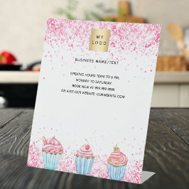 Konditorei Bäckerei rosa Logo Menü Preis Sockelschild