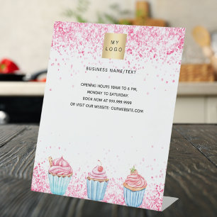 Konditorei Bäckerei rosa Logo Menü Preis Sockelschild