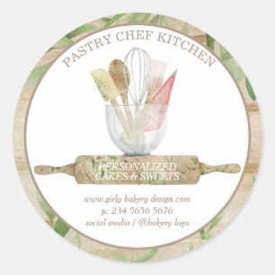 Konditorei Backwaren Zuhause hergestellt Werkzeuge Runder Aufkleber