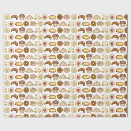 Konditorei Croissant Danish Muffin Backwaren Geschenkpapier (Flach)
