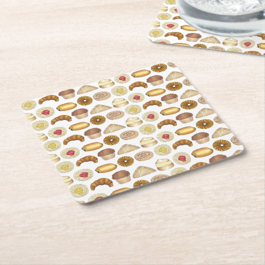 Konditorei Croissant Danish Muffin Backwaren Rechteckiger Pappuntersetzer (angewinkelt)