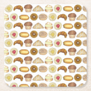 Konditorei Croissant Danish Muffin Backwaren Rechteckiger Pappuntersetzer